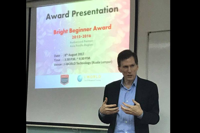 CompTIA Bright Beginner Award presentation at I-WORLD Kuala Lumpur