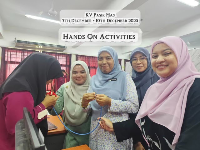 Peneraju participants doing hands-on cable activities at KV Pasir Mas